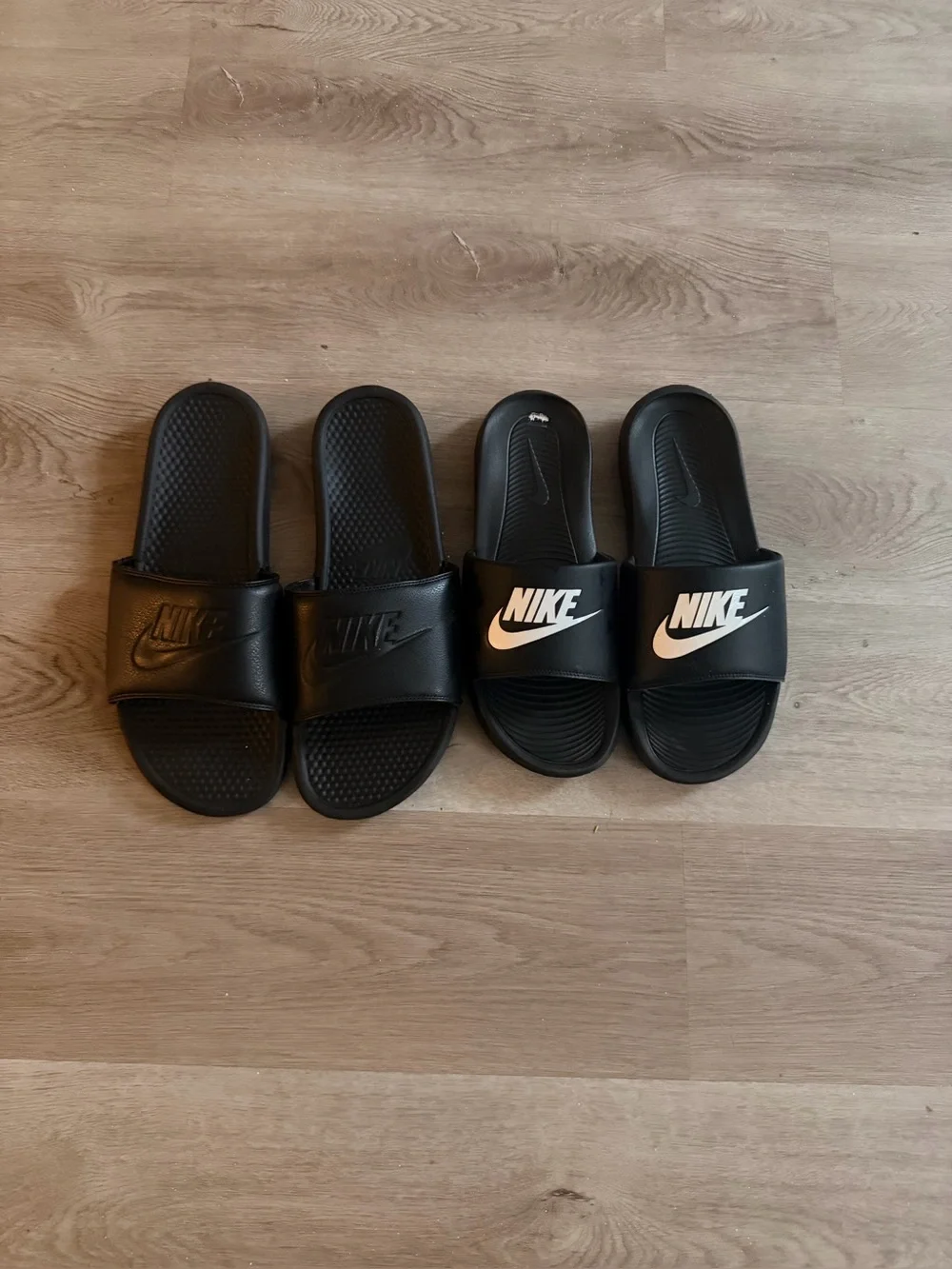 Nike Black Slide Sandals with White Logo Option
